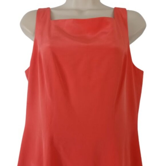 Vintage Theo Miles Womens A Line Dress Orange Slit Front Button Detail Silk 8 - Picture 2 of 6